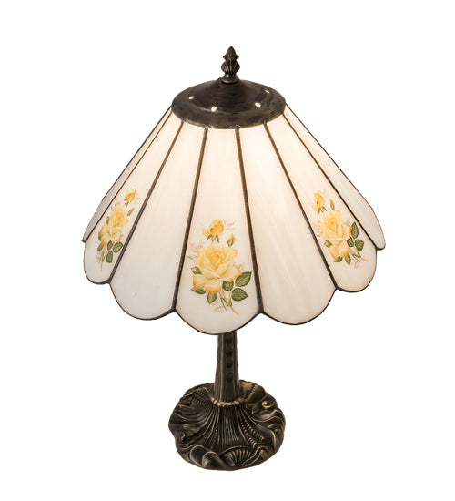Meyda Tiffany Lighting 218829 Roses One Light Table Lamp Lamp Brass - Antique