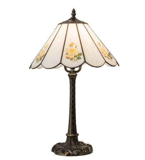 Meyda Tiffany Lighting 218829 Roses One Light Table Lamp Lamp Brass - Antique