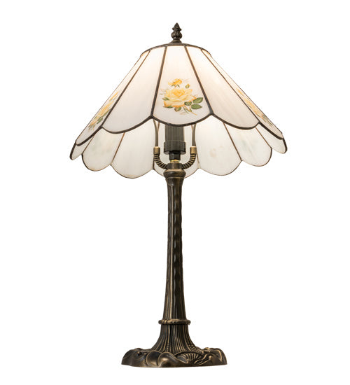Meyda Tiffany Lighting 218829 Roses One Light Table Lamp Lamp Brass - Antique