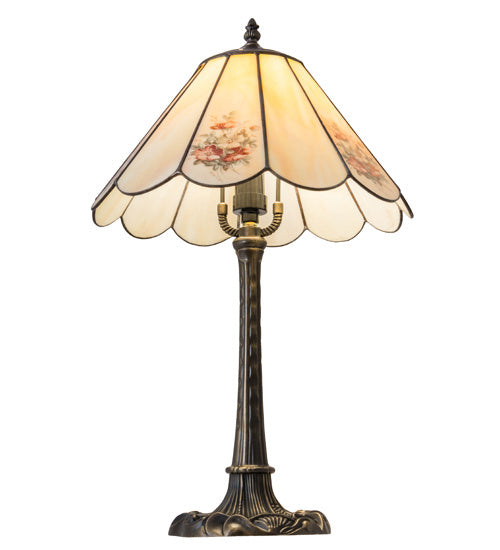 Meyda Tiffany Lighting 218834 Pansies One Light Table Lamp Lamp Brass - Antique