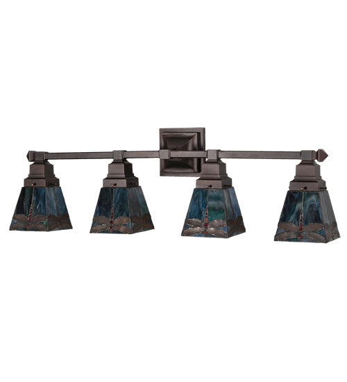 Meyda Tiffany Prairie Dragonfly 214031 Bath Vanity Light 37 in. wide - Mahogany Bronze