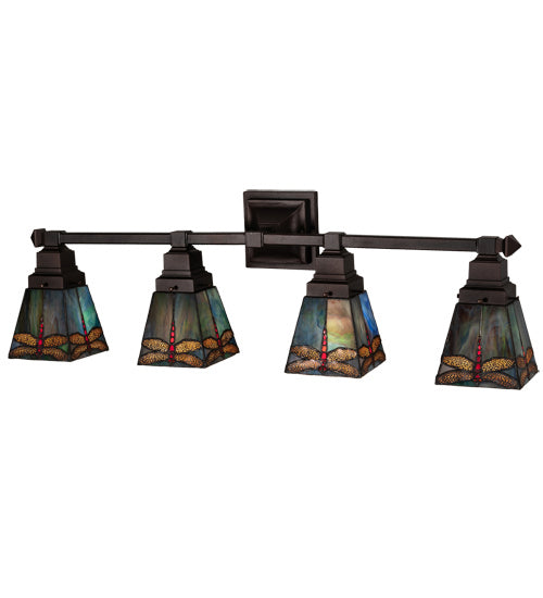 Meyda Tiffany Prairie Dragonfly 214031 Bath Vanity Light 37 in. wide - Mahogany Bronze