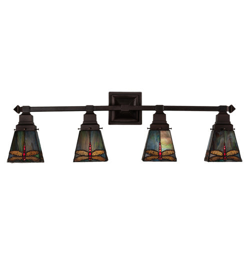 Meyda Tiffany Prairie Dragonfly 214031 Bath Vanity Light 37 in. wide - Mahogany Bronze