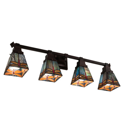 Meyda Tiffany Prairie Dragonfly 214031 Bath Vanity Light 37 in. wide - Mahogany Bronze
