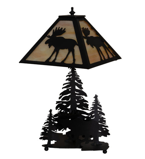 Meyda Tiffany Lighting 219733 Moose On The Loose Two Light Table Lamp Lamp Bronze / Dark