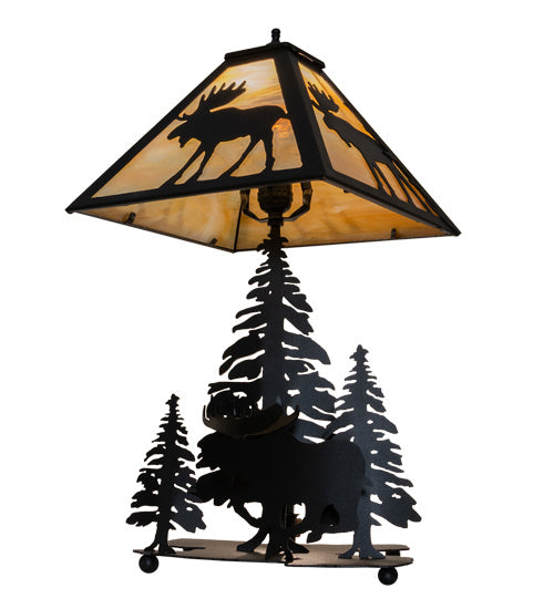 Meyda Tiffany Lighting 219733 Moose On The Loose Two Light Table Lamp Lamp Bronze / Dark