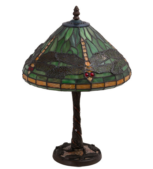 Meyda Tiffany Lighting 220523 Dragonfly One Light Table Lamp Lamp Bronze / Dark