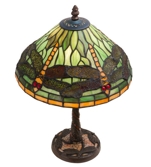 Meyda Tiffany Lighting 220523 Dragonfly One Light Table Lamp Lamp Bronze / Dark