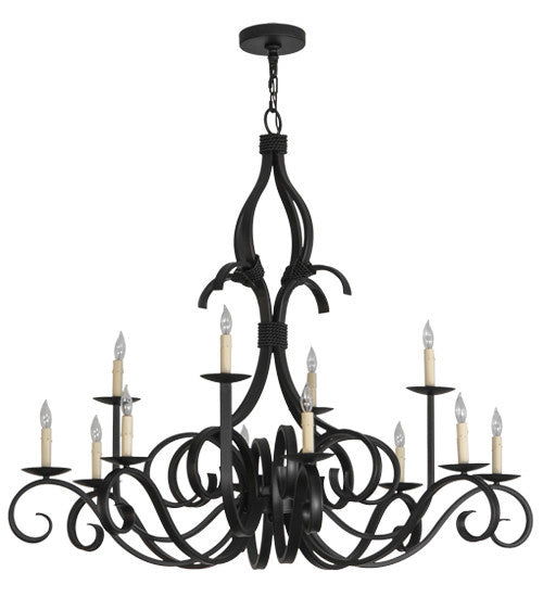 2nd Avenue Cypress 200076-16 Chandelier Light - Satin Black Wrought Iron