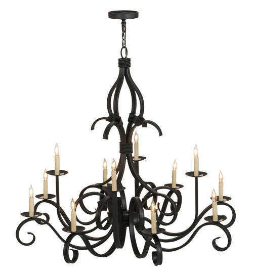 2nd Avenue Cypress 200076-16 Chandelier Light - Satin Black Wrought Iron