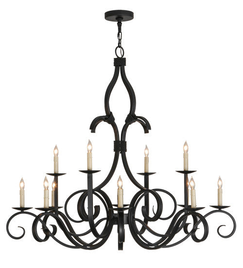 2nd Avenue Cypress 200076-16 Chandelier Light - Satin Black Wrought Iron