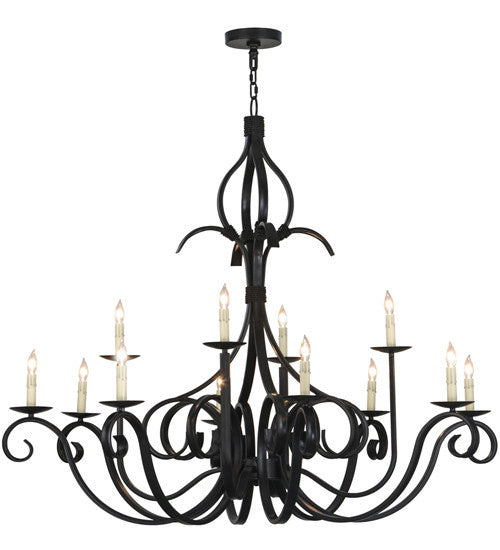 2nd Avenue Cypress 200076-18 Chandelier Light - Satin Black Wrought Iron