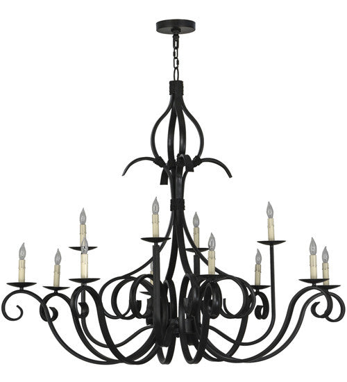 2nd Avenue Cypress 200076-18 Chandelier Light - Satin Black Wrought Iron