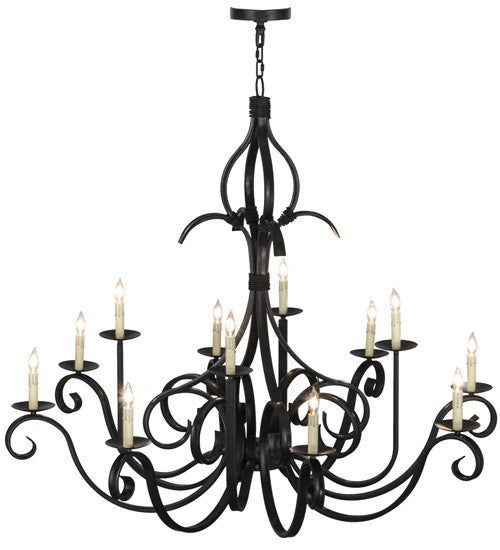 2nd Avenue Cypress 200076-18 Chandelier Light - Satin Black Wrought Iron