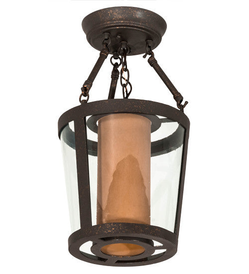 Meyda Tiffany Lighting 177022 Cilindro One Light Semi-Flushmount Pendant Light Bronze/Dark