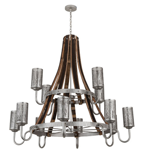 Meyda Tiffany Barrel Stave 187994 Chandelier Light - Nickel,Natural Wood