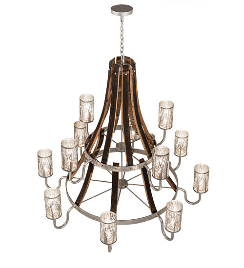 Meyda Tiffany Barrel Stave 187994 Chandelier Light - Nickel,Natural Wood