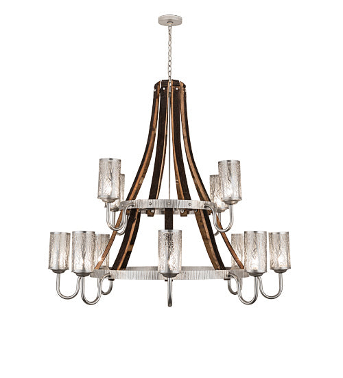 Meyda Tiffany Barrel Stave 187994 Chandelier Light - Nickel,Natural Wood