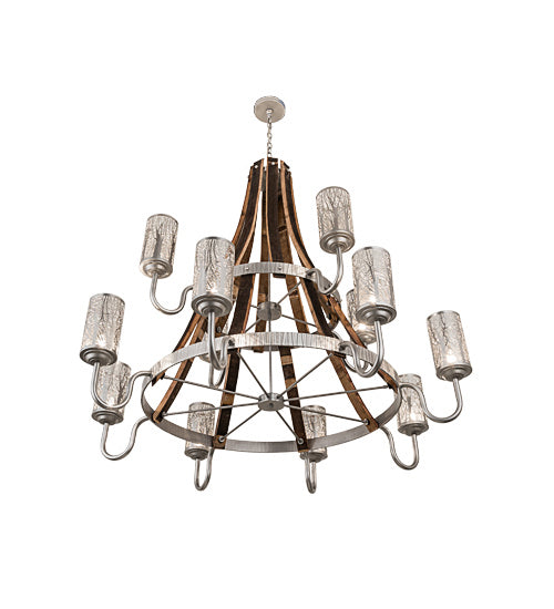 Meyda Tiffany Barrel Stave 187994 Chandelier Light - Nickel,Natural Wood