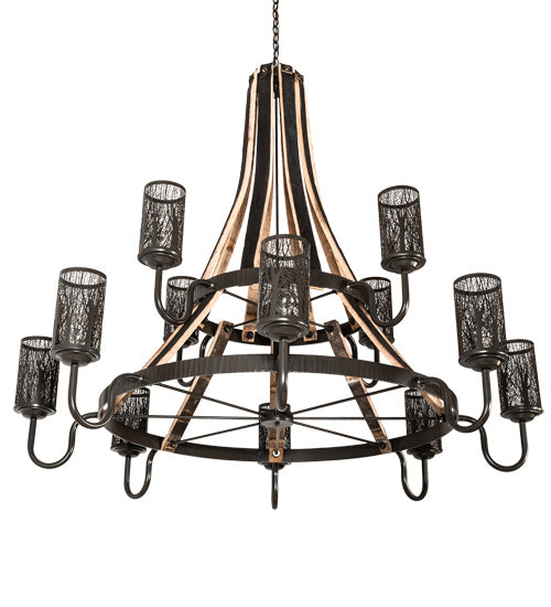 Meyda Tiffany Barrel Stave 219854 Chandelier Light - Natural Wood,Timeless Bronze