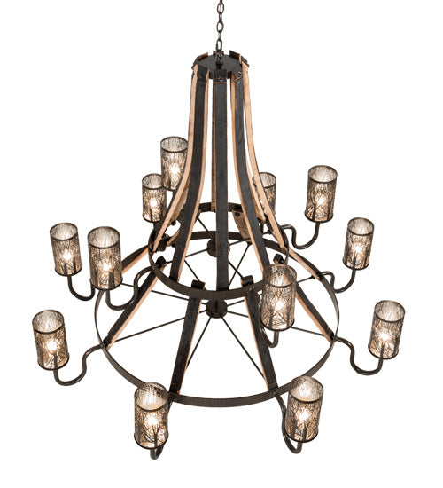 Meyda Tiffany Barrel Stave 219854 Chandelier Light - Natural Wood,Timeless Bronze
