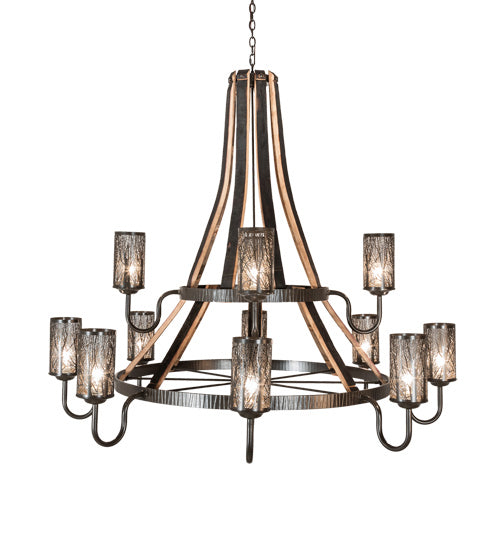 Meyda Tiffany Barrel Stave 219854 Chandelier Light - Natural Wood,Timeless Bronze