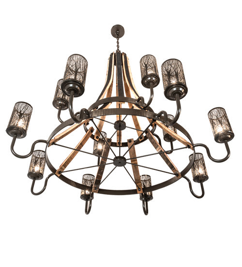 Meyda Tiffany Barrel Stave 219854 Chandelier Light - Natural Wood,Timeless Bronze