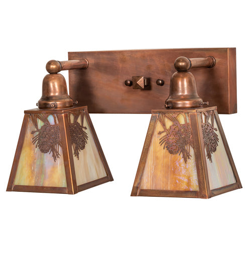 Meyda Tiffany Winter Pine 219956 Bath Vanity Light 17 in. wide - Vintage Copper