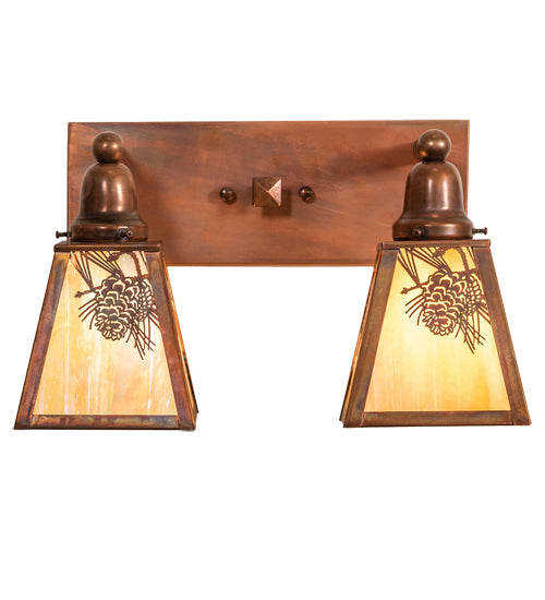 Meyda Tiffany Winter Pine 219956 Bath Vanity Light 17 in. wide - Vintage Copper