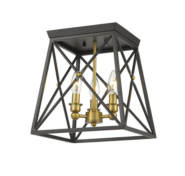 Z-Lite Trestle 447F11-MB-OBR Ceiling Light - Matte Black / Olde Brass