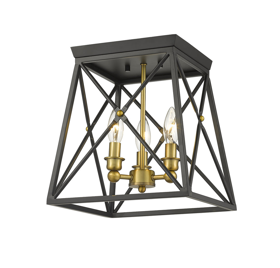 Z-Lite Trestle 447F11-MB-OBR Ceiling Light - Matte Black / Olde Brass