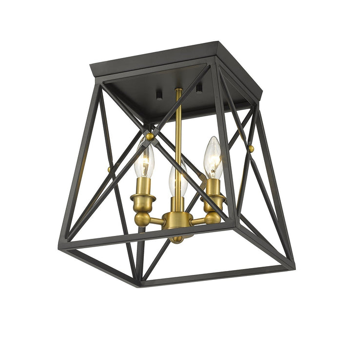 Z-Lite Trestle 447F11-MB-OBR Ceiling Light - Matte Black / Olde Brass