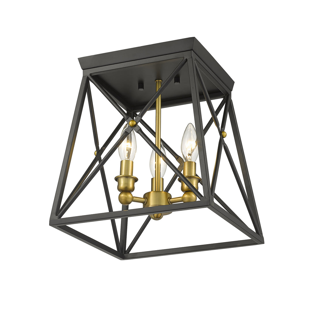 Z-Lite Trestle 447F11-MB-OBR Ceiling Light - Matte Black / Olde Brass