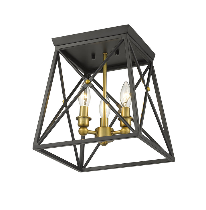 Z-Lite Trestle 447F11-MB-OBR Ceiling Light - Matte Black / Olde Brass