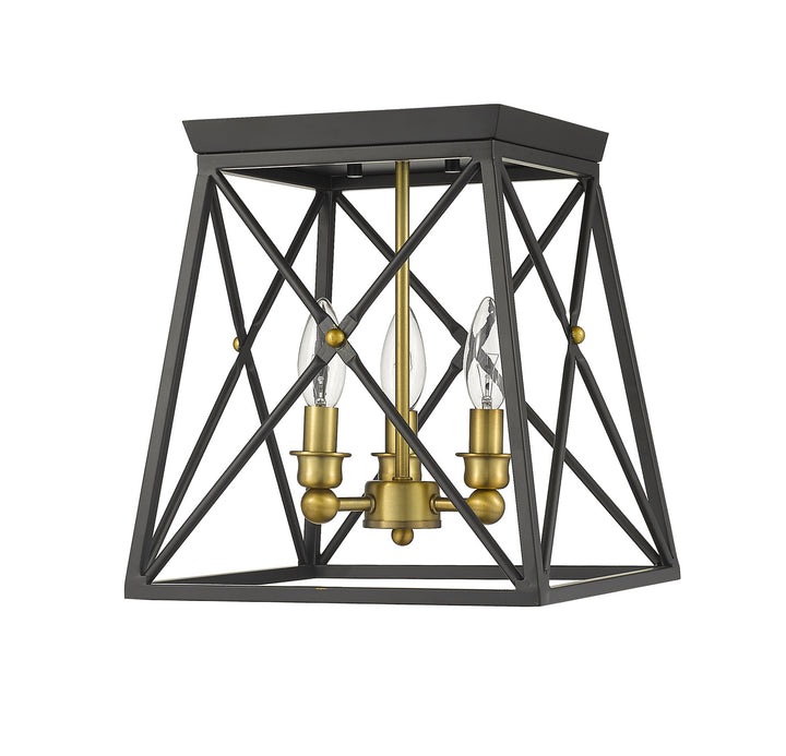 Z-Lite Trestle 447F11-MB-OBR Ceiling Light - Matte Black / Olde Brass