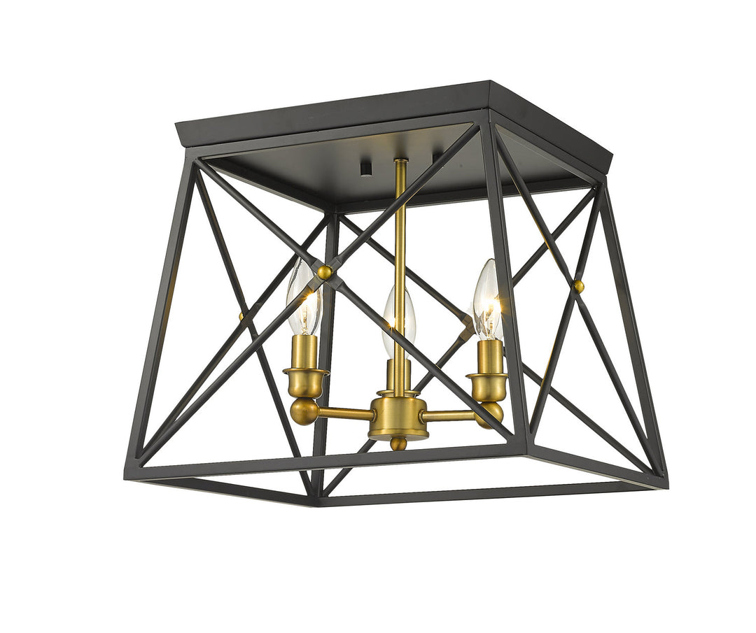 Z-Lite Trestle 447F14-MB-OBR Ceiling Light - Matte Black / Olde Brass