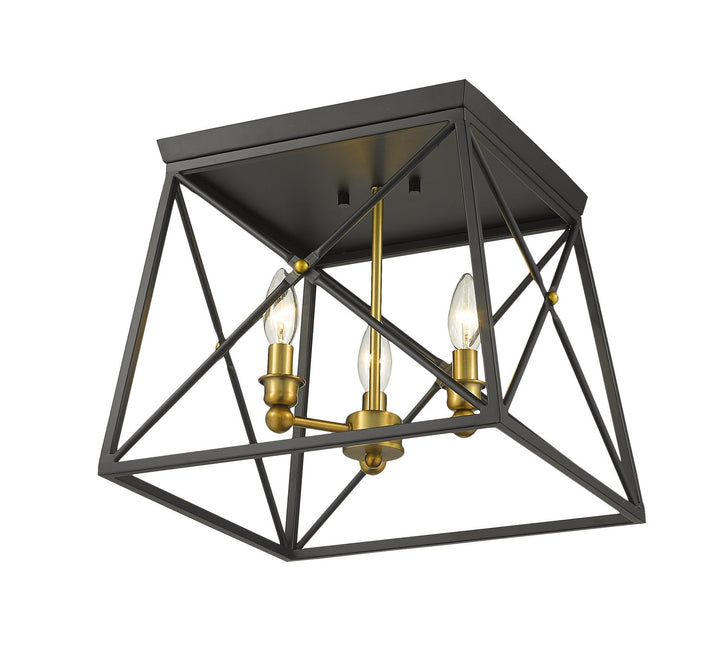 Z-Lite Trestle 447F14-MB-OBR Ceiling Light - Matte Black / Olde Brass