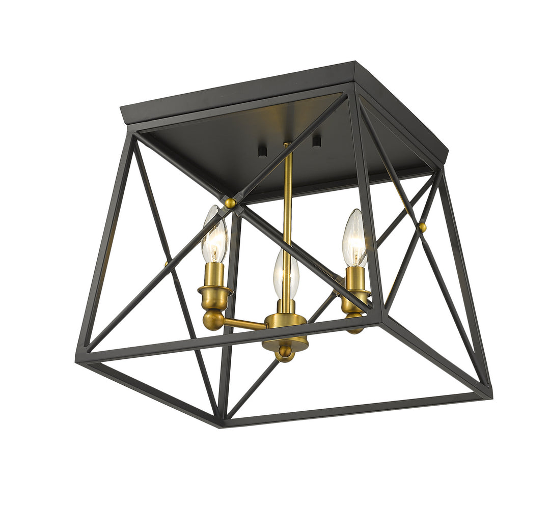 Z-Lite Trestle 447F14-MB-OBR Ceiling Light - Matte Black / Olde Brass