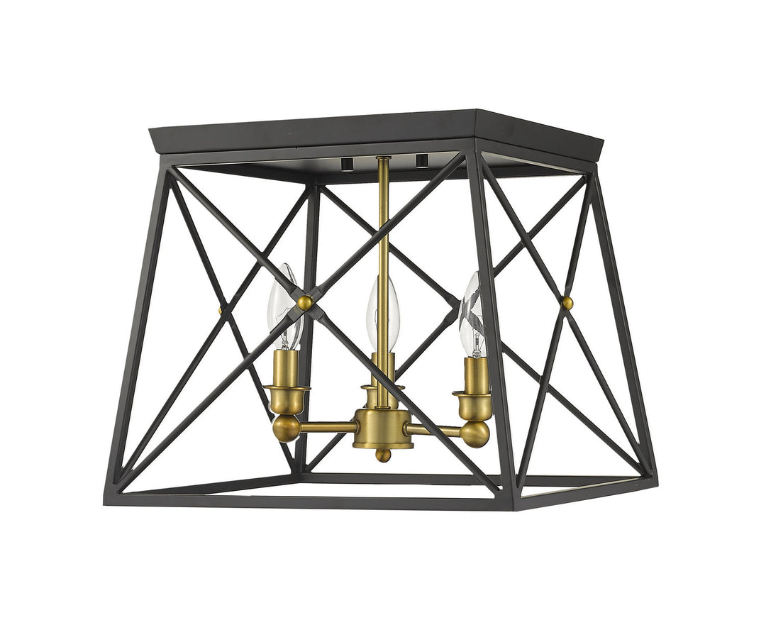 Z-Lite Trestle 447F14-MB-OBR Ceiling Light - Matte Black / Olde Brass