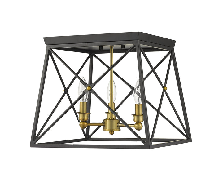 Z-Lite Trestle 447F14-MB-OBR Ceiling Light - Matte Black / Olde Brass
