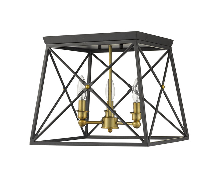 Z-Lite Trestle 447F14-MB-OBR Ceiling Light - Matte Black / Olde Brass
