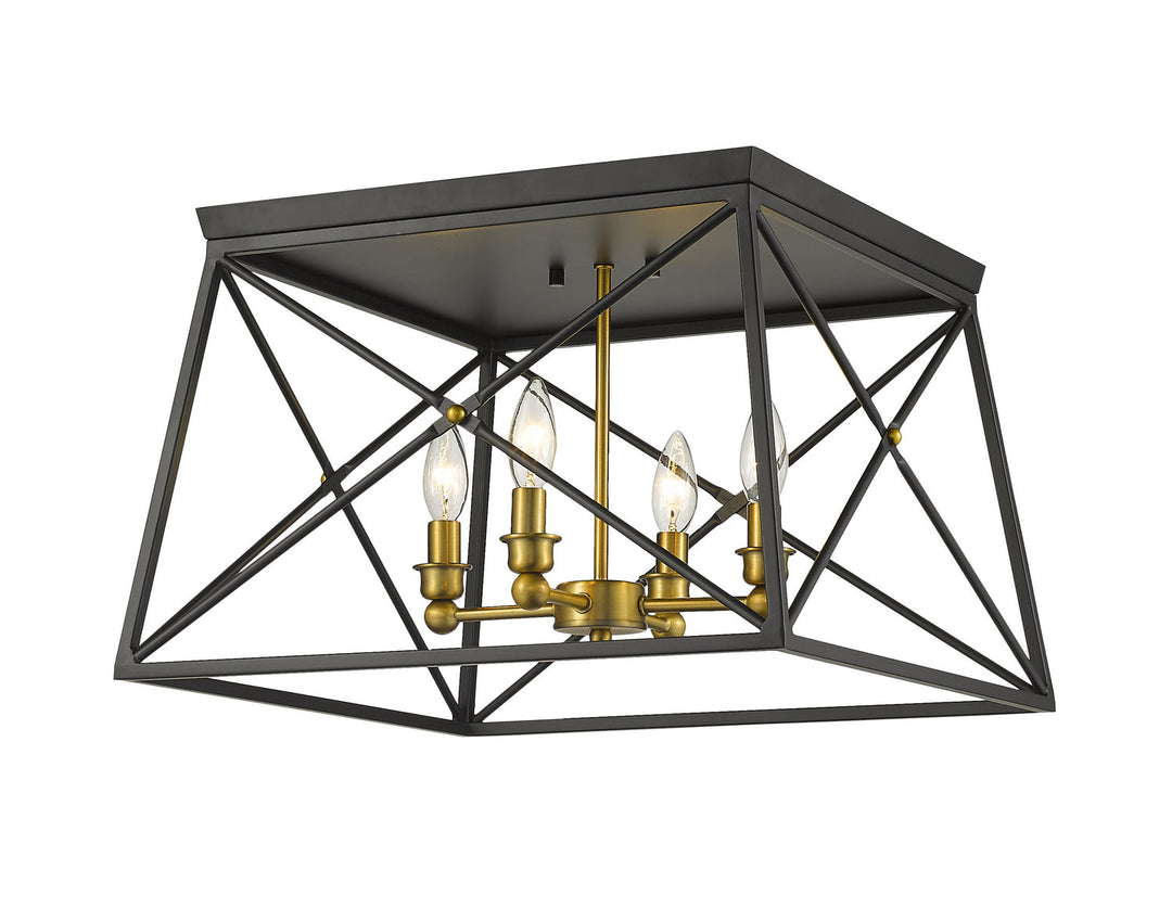 Z-Lite Trestle 447F18-MB-OBR Ceiling Light - Matte Black / Olde Brass