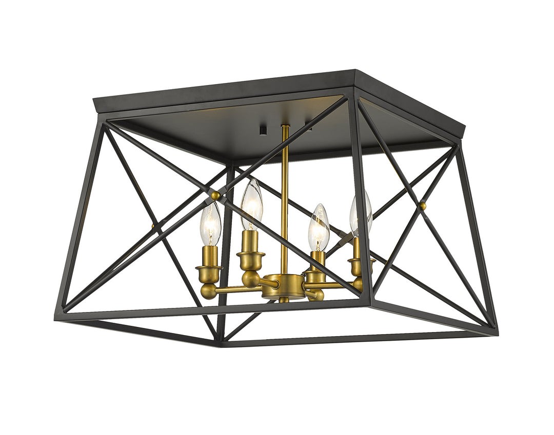 Z-Lite Trestle 447F18-MB-OBR Ceiling Light - Matte Black / Olde Brass