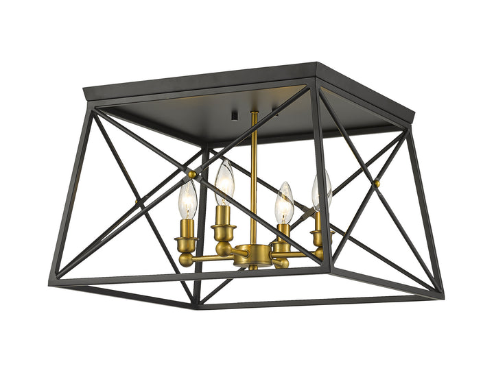 Z-Lite Trestle 447F18-MB-OBR Ceiling Light - Matte Black / Olde Brass