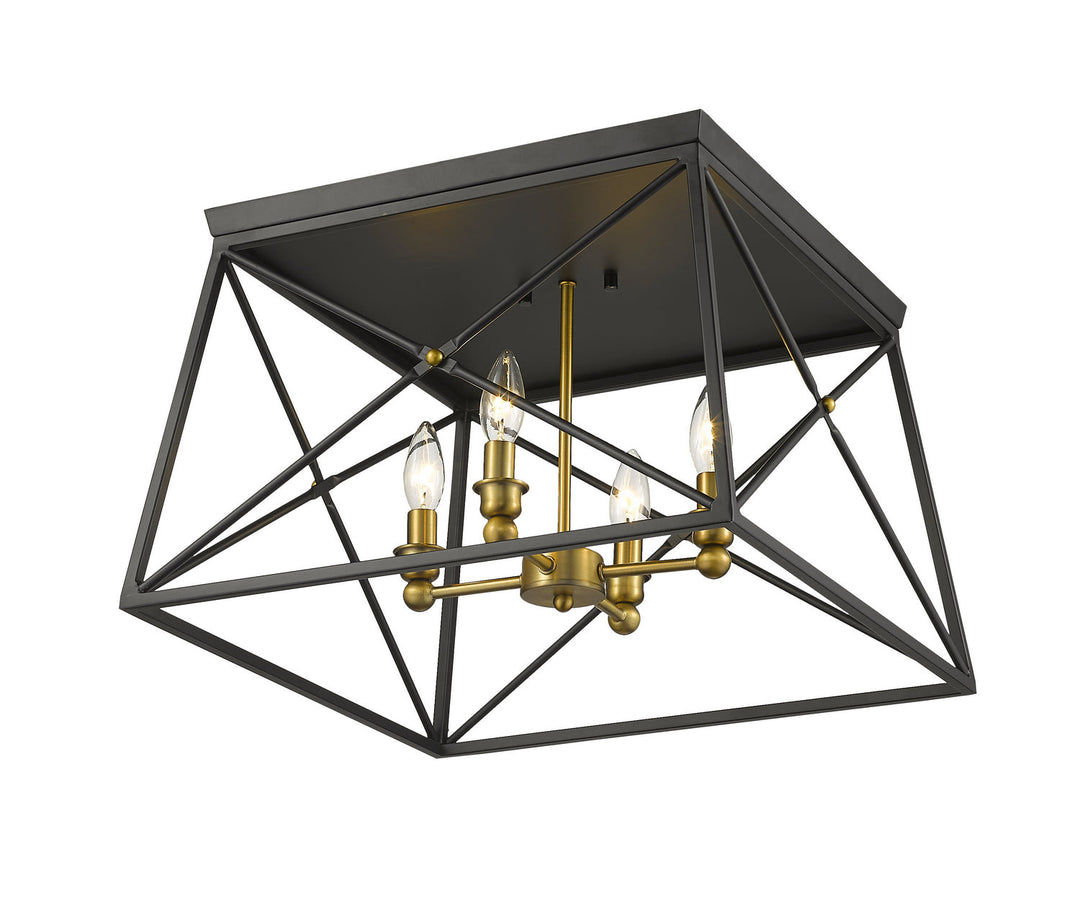 Z-Lite Trestle 447F18-MB-OBR Ceiling Light - Matte Black / Olde Brass