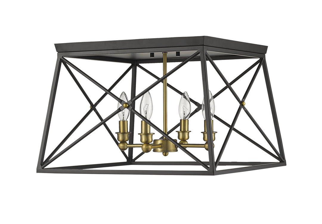 Z-Lite Trestle 447F18-MB-OBR Ceiling Light - Matte Black / Olde Brass