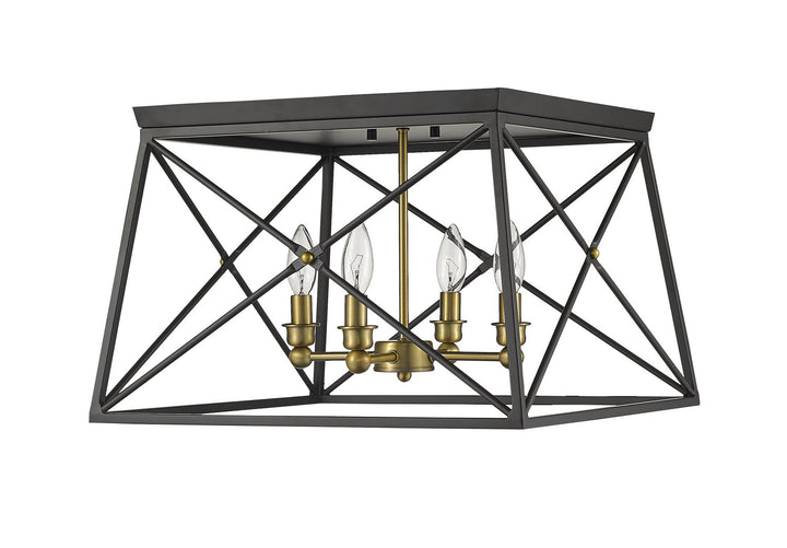 Z-Lite Trestle 447F18-MB-OBR Ceiling Light - Matte Black / Olde Brass