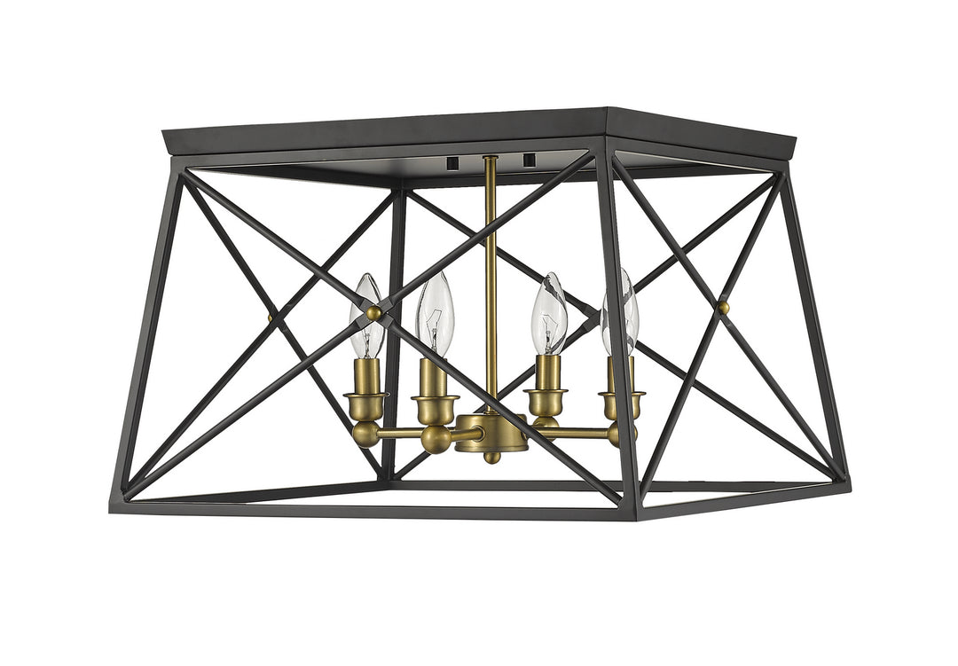 Z-Lite Trestle 447F18-MB-OBR Ceiling Light - Matte Black / Olde Brass