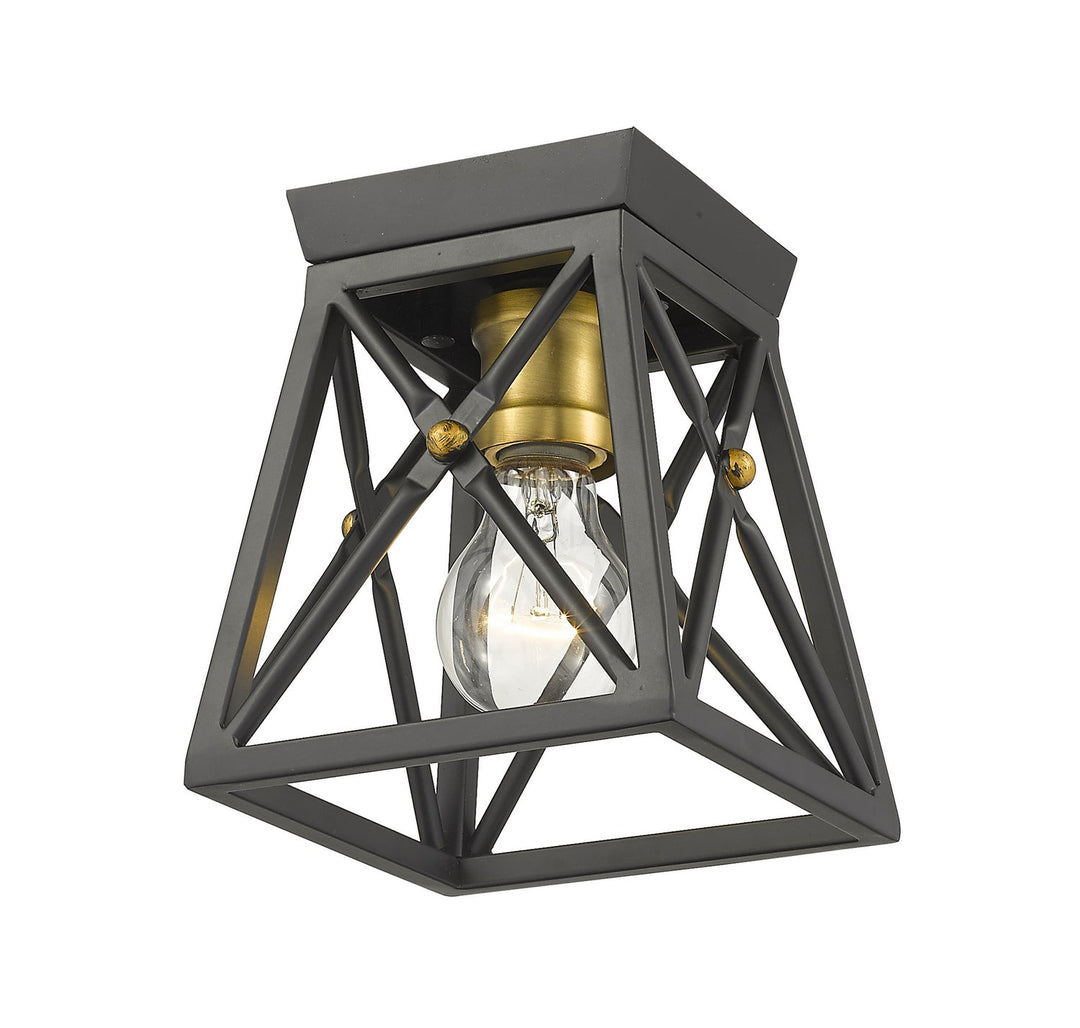 Z-Lite Trestle 447F1-MB-OBR Ceiling Light - Matte Black / Olde Brass