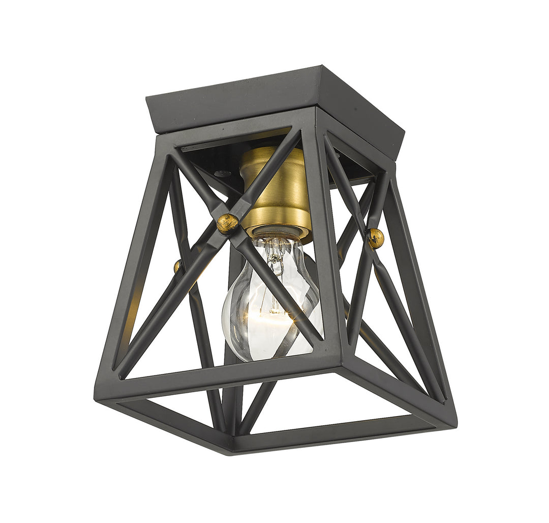 Z-Lite Trestle 447F1-MB-OBR Ceiling Light - Matte Black / Olde Brass